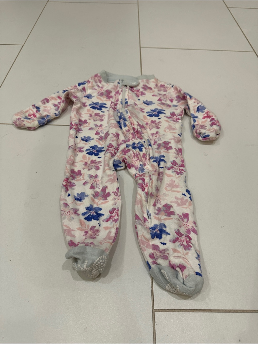 Burt’s bees baby Floral Print Baby One-Piece Pajamas - Pink & Blue Newborn
